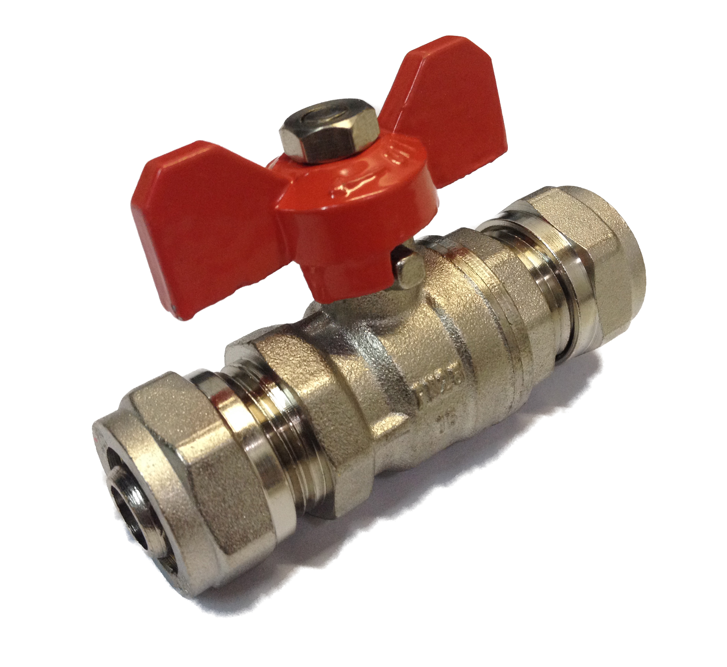 Ball Valve w/ Butterfly 16x16 Red BELCO