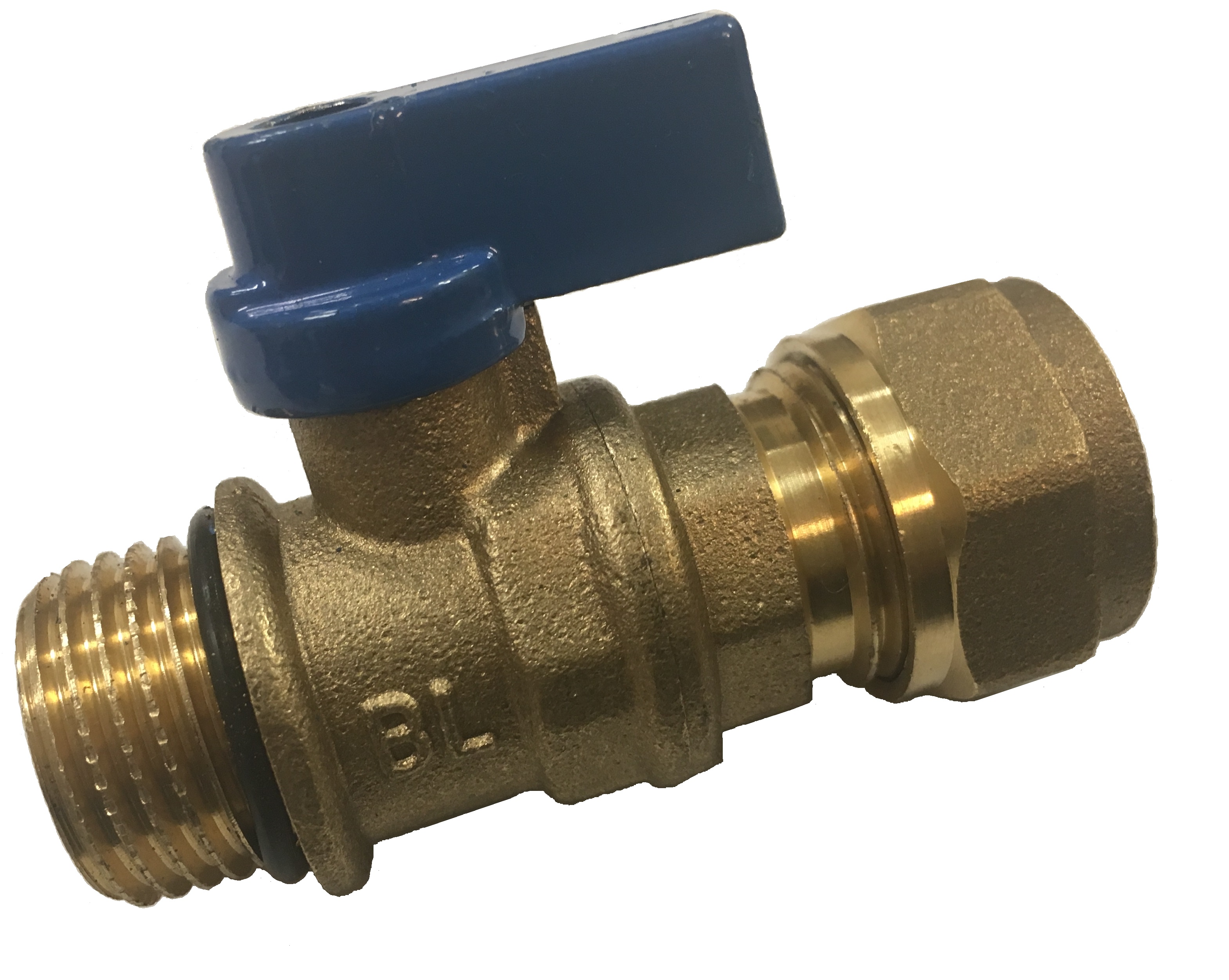 Mini Ball Valve 16 x 1/2M oring BLUE