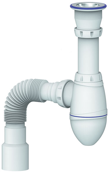 Set Washbasin Bottle trap 6/4" flexible hose 40/50 waste