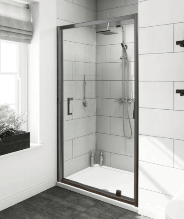 Shower Turning door 110x200x6MM transparent Black profile