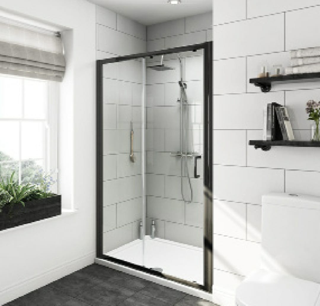 Shower Turning door 100x200x6MM transparent Black profile