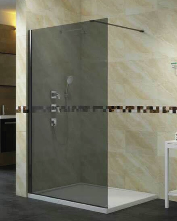 Kit Showerwall 160x200 Smoked Glass 10MM Black profile