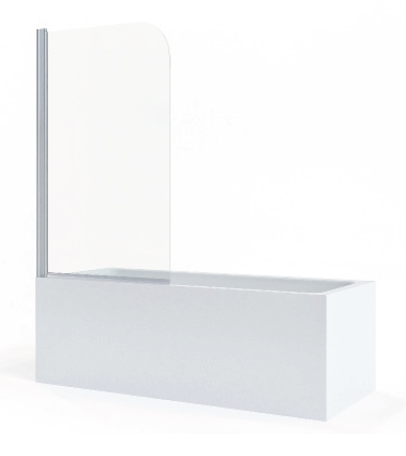 Bathtub wall H130 x L80 chromeplated glass 6mm transparent