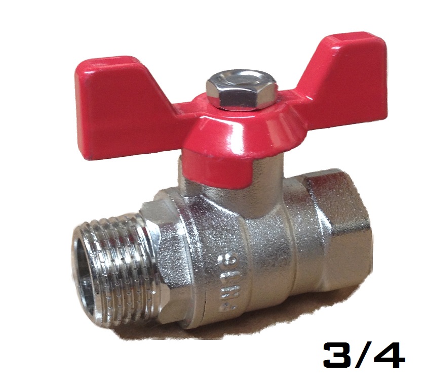 Ball Valve w/ Butterfly 3/4 MxF Red