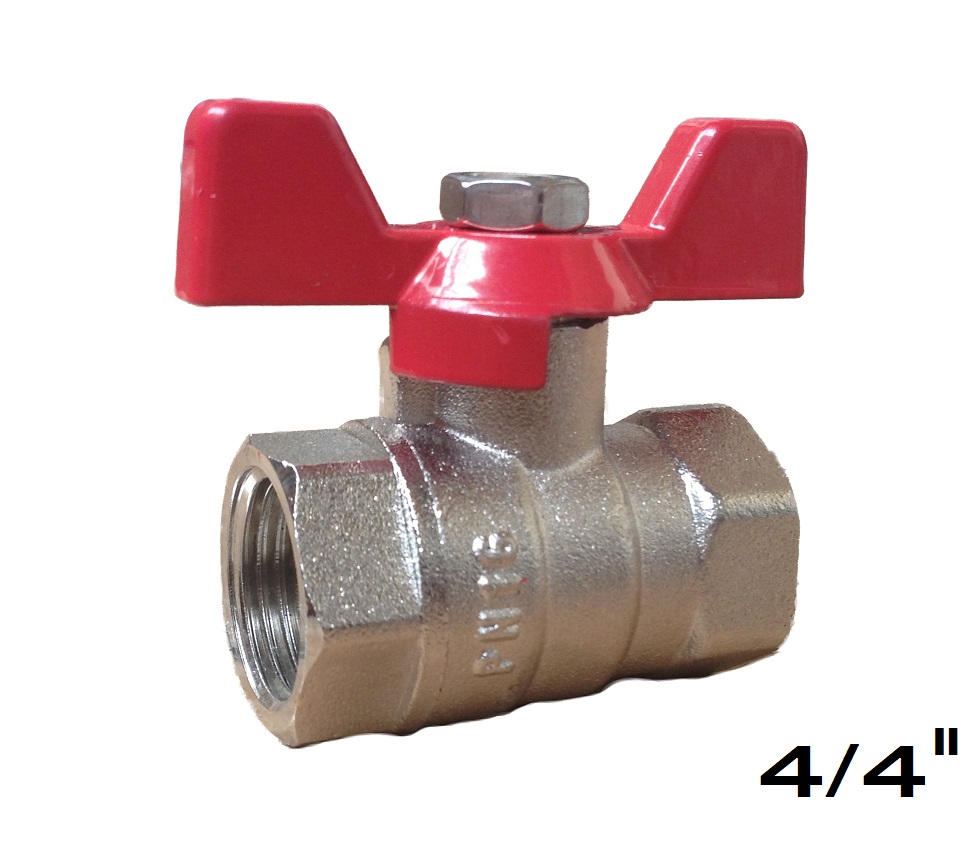 Ball Valve w/ Butterfly 4/4 FxF Red