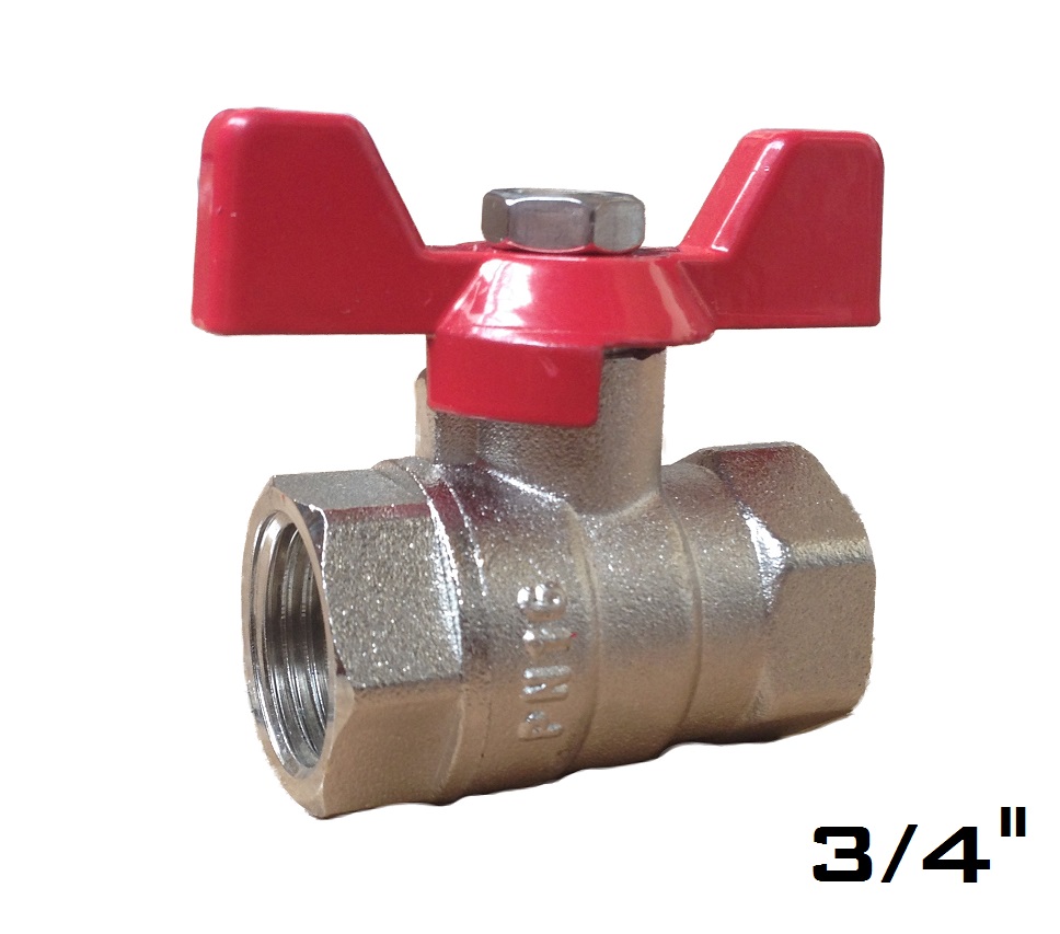 Ball Valve w/ Butterfly 3/4 FxF Red